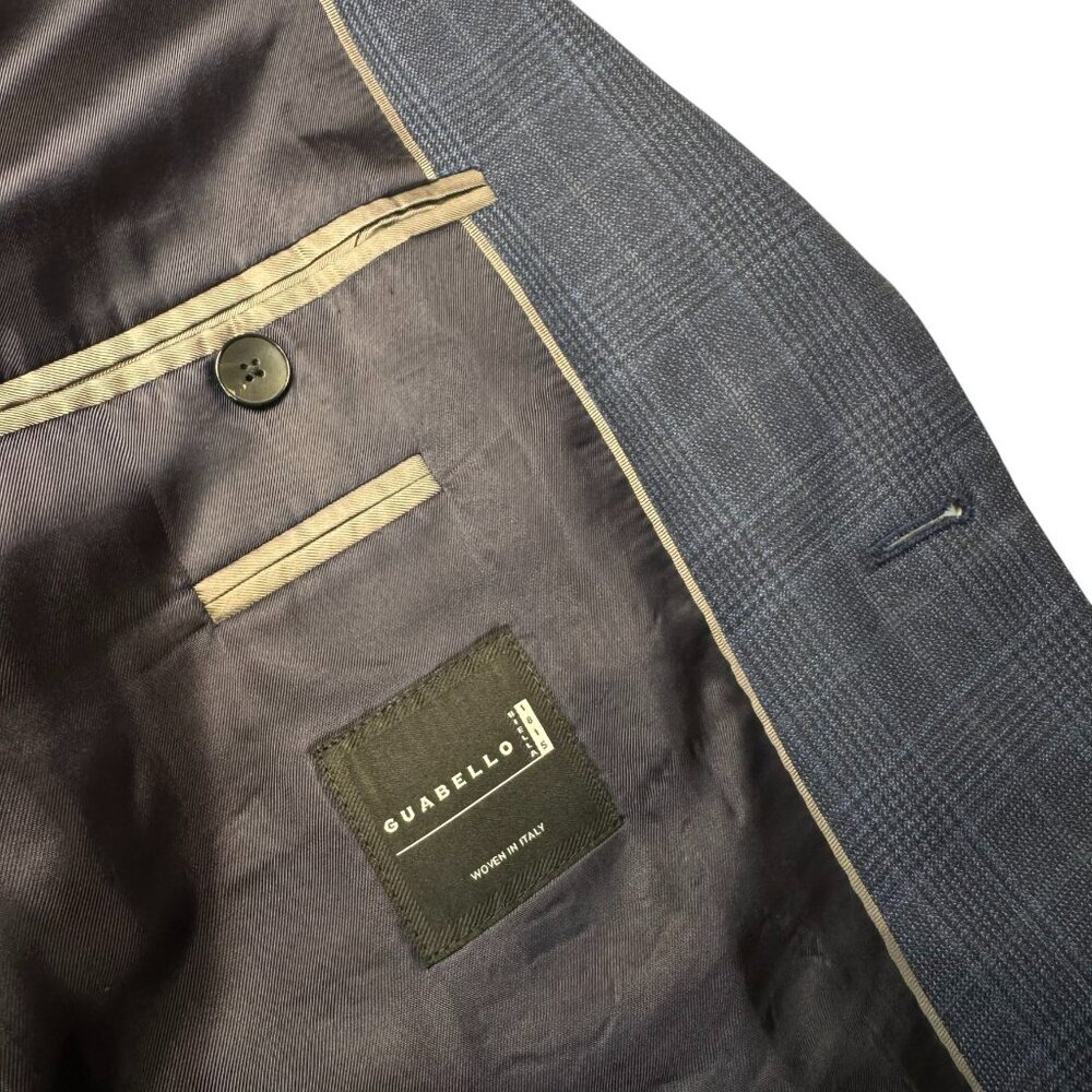Hugo Boss Guabello Italy Dual Vent Navy Windowpane Plaid Blazer Jacket 38R - Picture 12 of 14